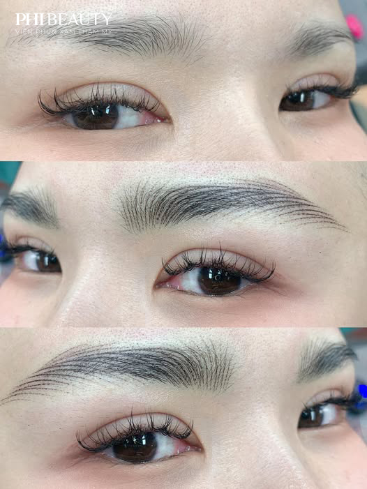 “Kết quả sửa và làm lại chân mày bị trổ xanh thành dáng mày đẹp tự nhiên tại Phi Beauty”
