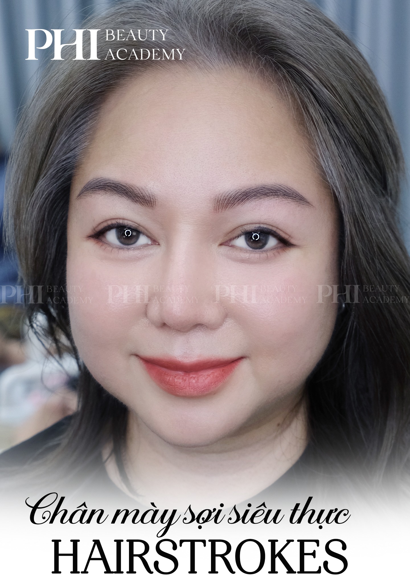 Hình khách sau khi điêu khắc Hairstroke tại Phi Beauty